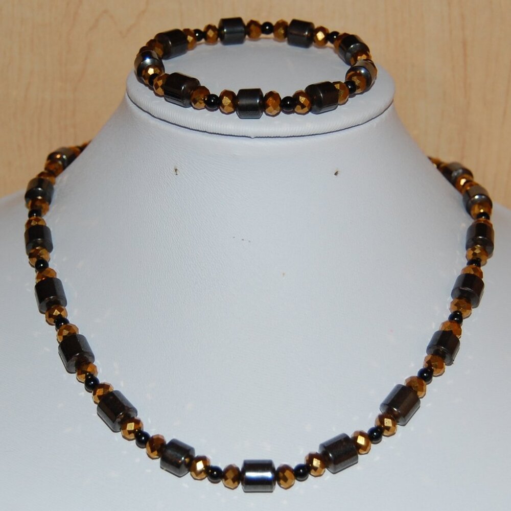 2 Pcs,Necklace,Bracelet,Magnetic Necklace,Magnetic Bracelet,Glass,Magnetic Beads